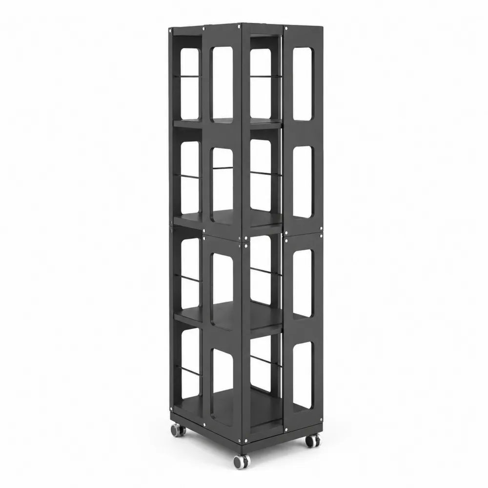 Étagère à roulettes en acier noir 40x40x150 cm
