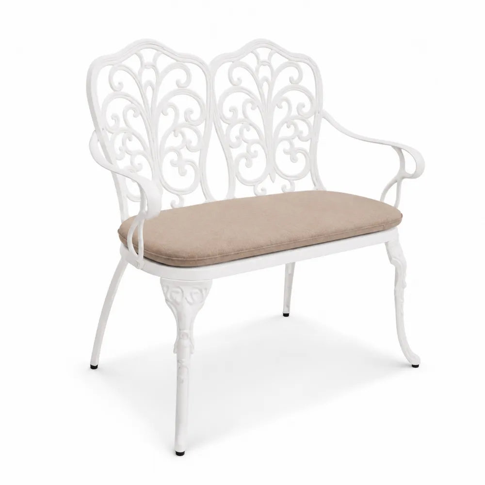 Banc en aluminium avec coussin en polyester beige