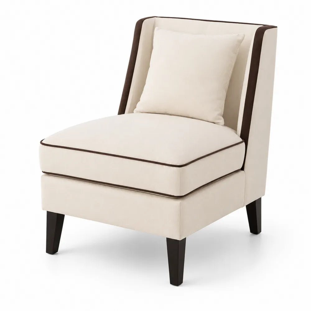 Chaise d'appoint en bois et polyester Beige et Marron