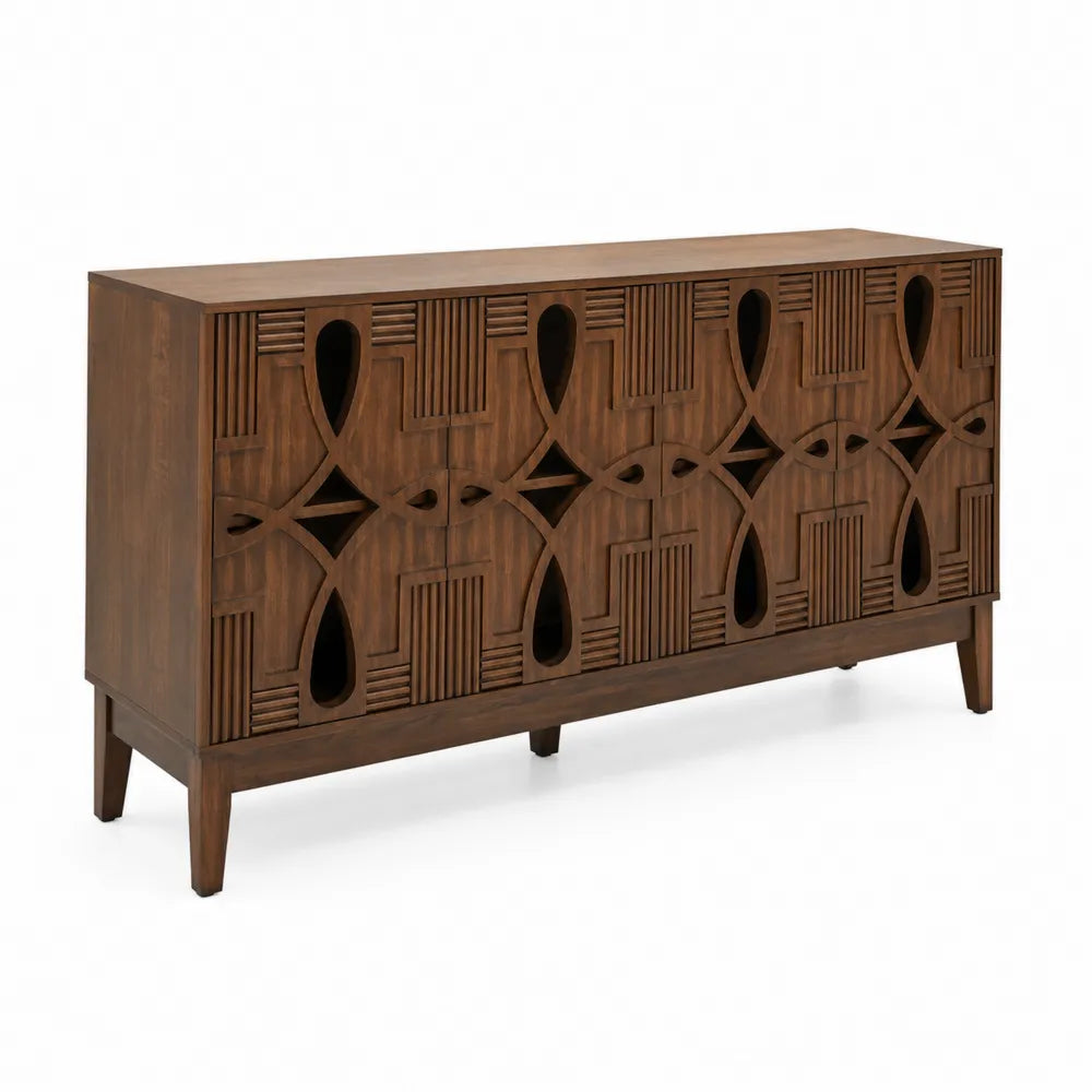 Buffet en Bois Marron avec Découpes Décoratives