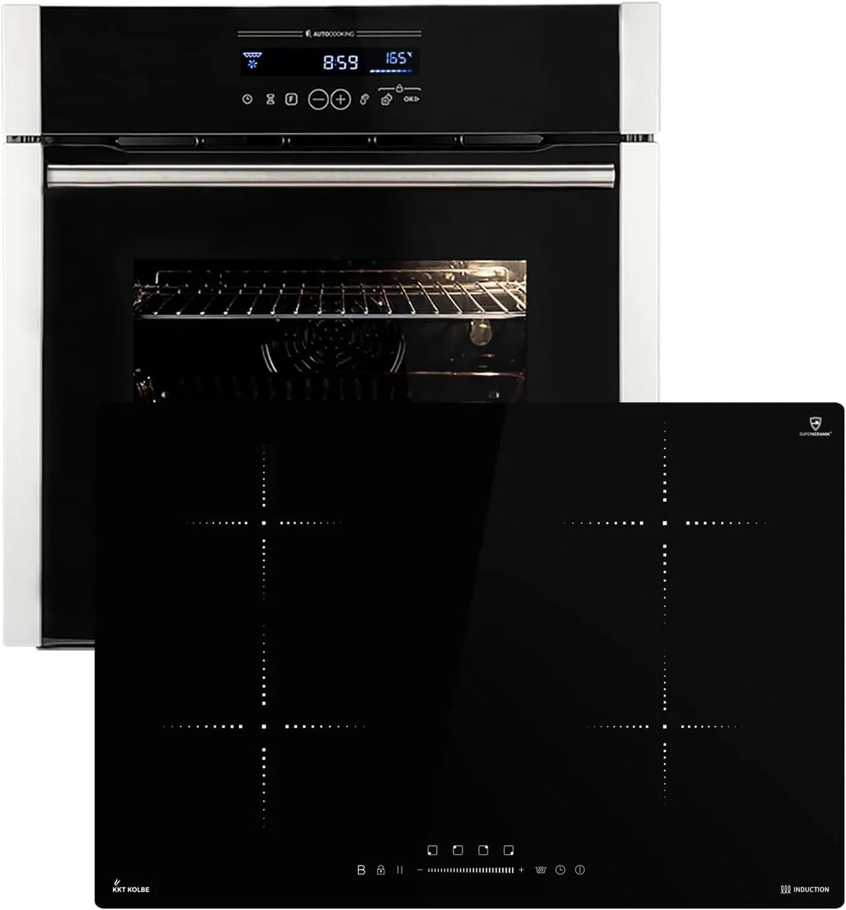 Cuisinière avec four EB8016ED IH87704RL, 60cm, encastrable, minuteur, gril, pizza, Timer automatique, SET8016IH877RL, Catalyse, Rôtisserie, Fonction