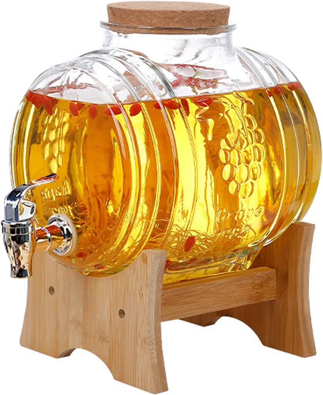 Réfrigérateur, 5 L, bar, Distributeur de boissons en verre avec robinet anti-fuite - Distributeur de tasses avec support en bois - Pour boissons