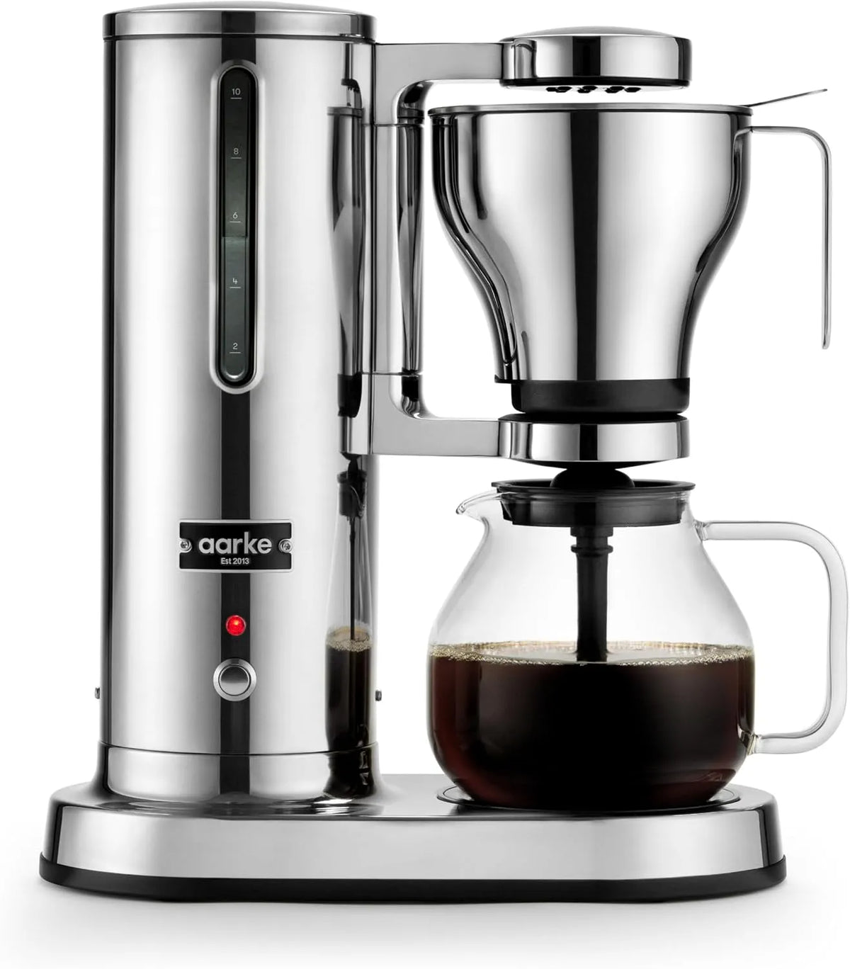 Cafetière électrique, 1.25 L, maintien au chaud, acier inoxydable, 10 Tasses, 1.25L, aarke Cafetière Filtre, Carafe en Verre, Design Moderne