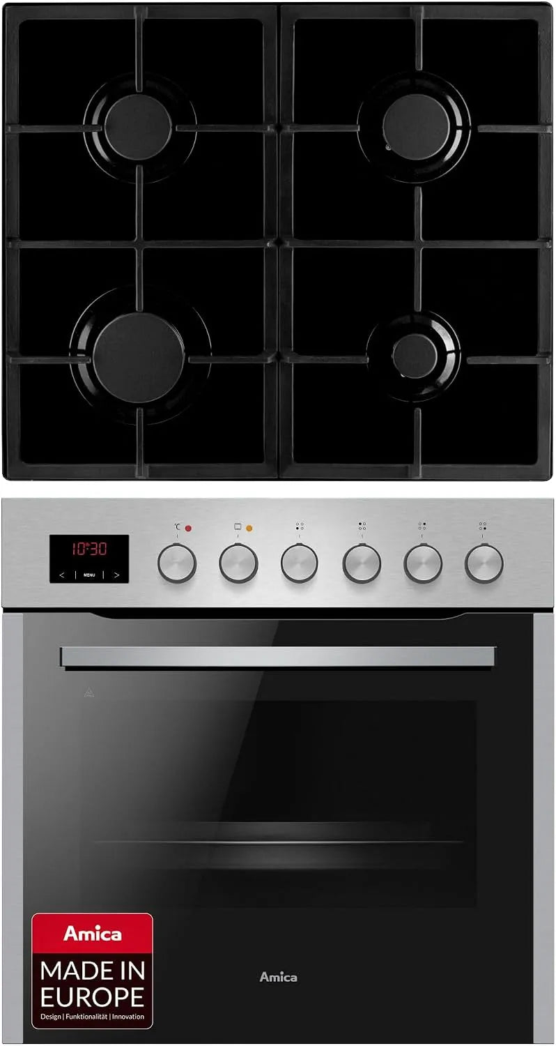 Amica Cuisinière avec four, 65 L, encastrable, fonte, Amica Cuisinière encastrable de 65 l - Four avec système d'anneau à air chaud - Plaque de