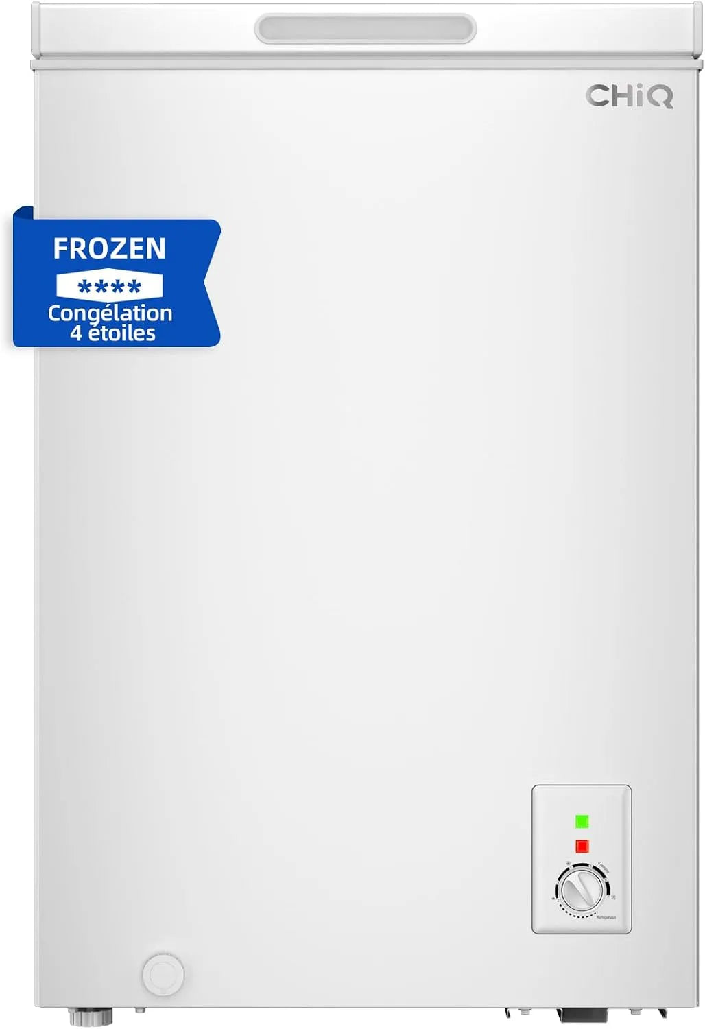 Congélateur FCF98DE, 99 L, 54, 5 x 47, 6 x 83, 5 cm, gril, thermostat, armoire congélateur, blanc, Congélation 4 étoiles, Congélateur coffre CHiQ 99L