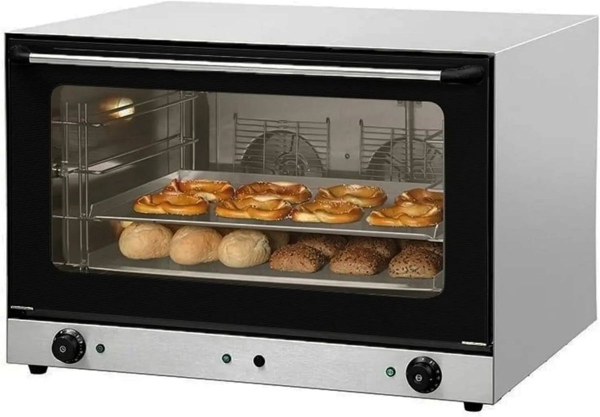 Four électrique, professionnel, acier inoxydable, 300°C, Four à Convection Pâtissier 4 Niveaux 600x400 - Injection d'Eau - 300°C - Inox