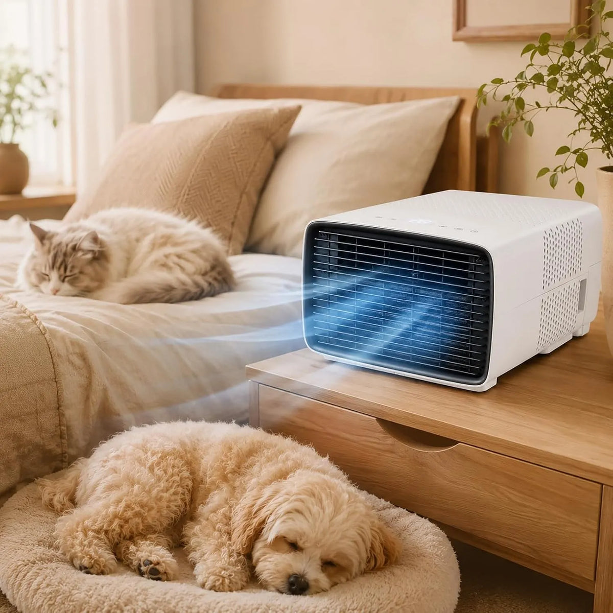 Climatiseur 12H, 280 W, 45 dB, portable, minuteur, silencieux, Refroidisseur 3 en 1 Déshumidificateur Ventilateur, Timer 12H, Climatiseur Mobile 2700