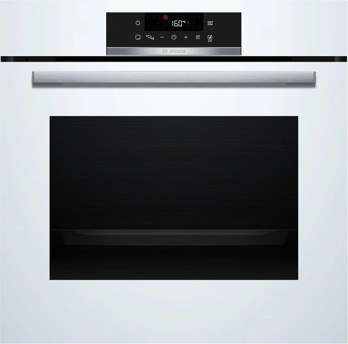 Bosch HBA572BW3F Four électrique, classe énergétique D, encastrable, tactile, effet 3D, blanc, Série 4, HotAir 3D, Pyrolyse, Lèchefrite AirFry