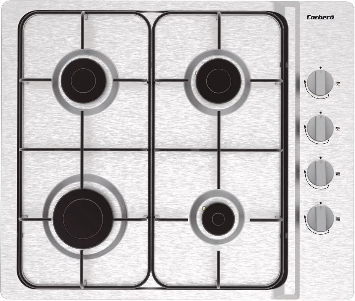 Plaque de cuisson à gaz KwCPGS423x, 4 foyers, gril, acier inoxydable, table de cuisson à gaz, Couleur inoxydable, 4 feux, 5 KwCPGS423x, gaz butane