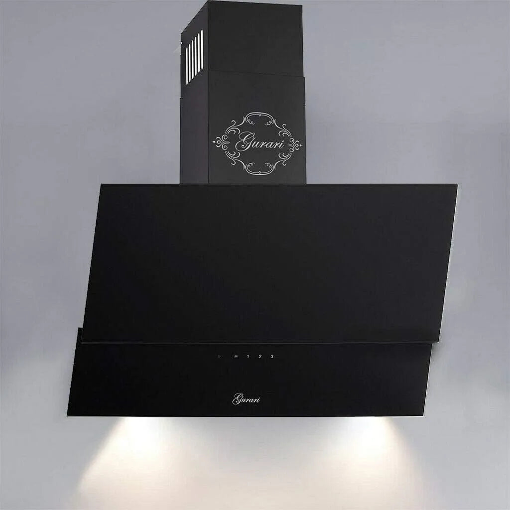 Hotte aspirante, 80 cm, 1000 m3/h, hotte de cuisine, 3 vitesses, installation murale, tactile, minuteur, noir, ClearTouch Control, Gurari 268, LED