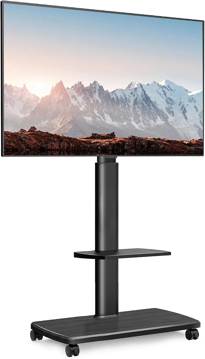 Meuble TV, 70 pouces, 600 x 400 mm, roulettes de déplacement, noir, FITUEYES Support TV roulettes en Bois de 20 mm, Support Television sur Pied