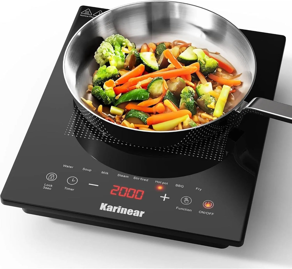 Plaque à induction, 1 foyers, 2000 W, 220 V, table de cuisson à induction, tactile, verrouillage, minuteur, portable, 2000W, 220V