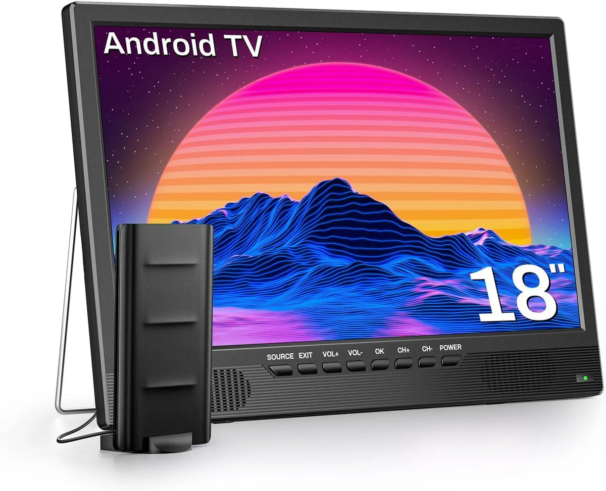 Smart TV, 18 pouces, 12 V, téléviseur, portable, Android OS, DVB-T2, camping, Chambres, Cuisines