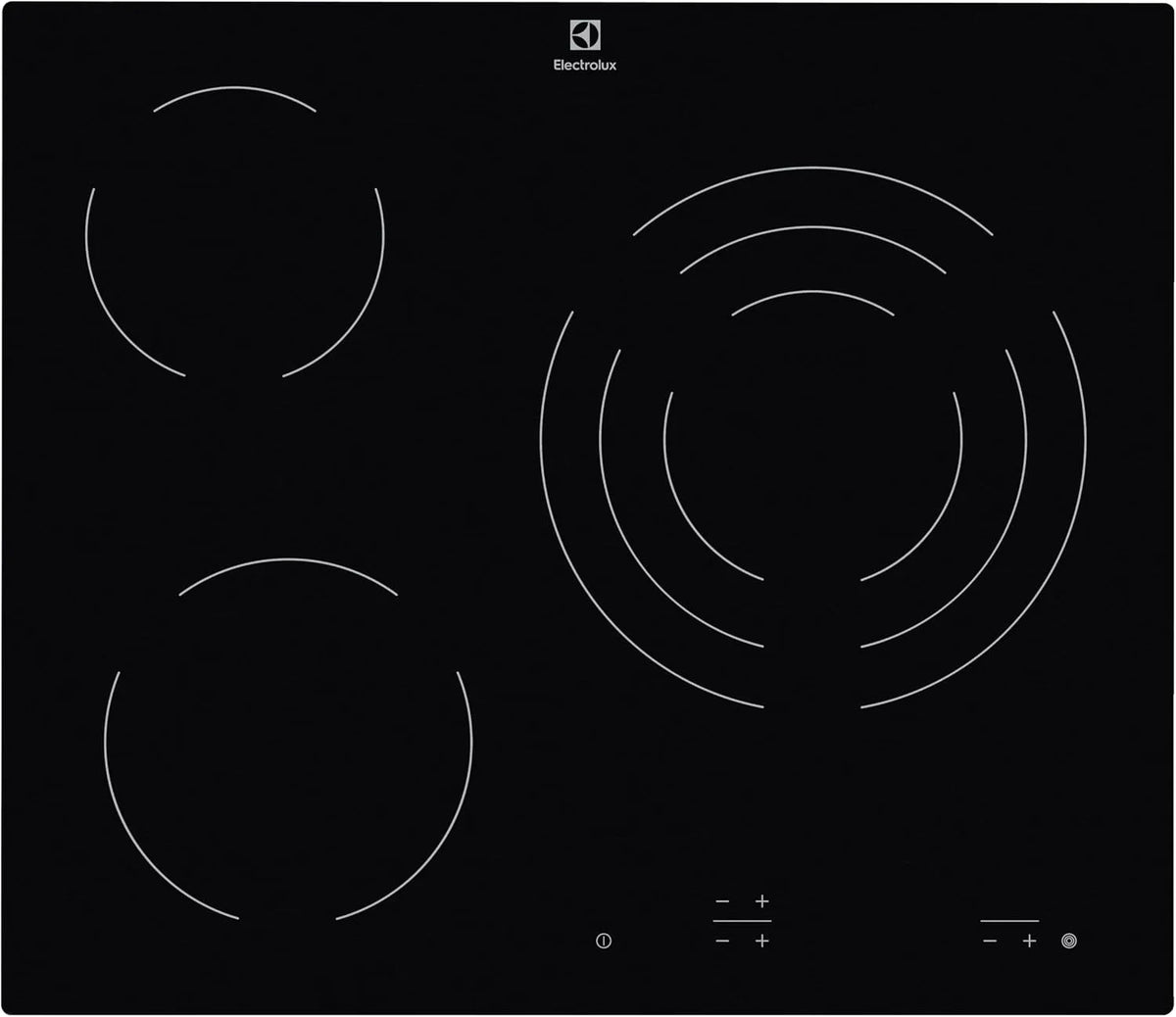 Electrolux EHF6232IOK Plaque vitrocéramique, 60 cm, 3 foyers, pose libre, tactile, verrouillage, noir, série 300, 3 zones de cuisson, indicateurs de