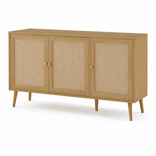 Buffet en bois et cannage 120x40x75 cm