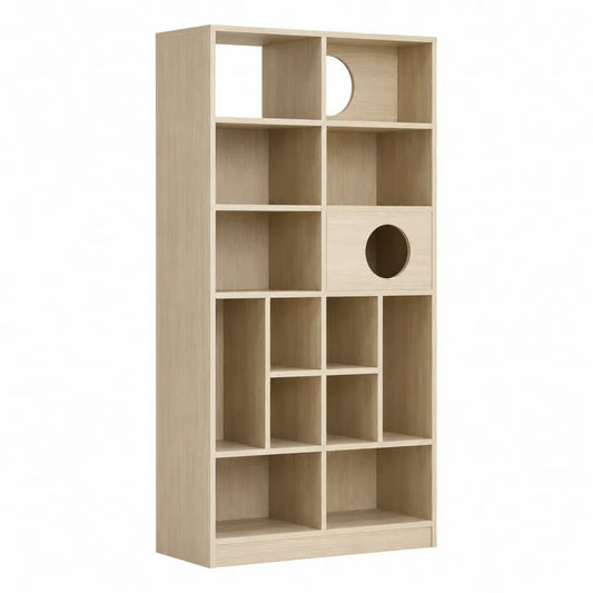 Bibliothèque en bois avec étagères multiples chêne clair