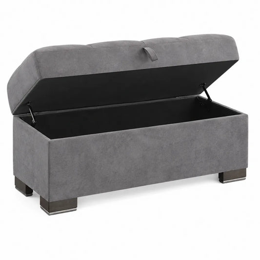 Coffre de Rangement en Microfibre Gris