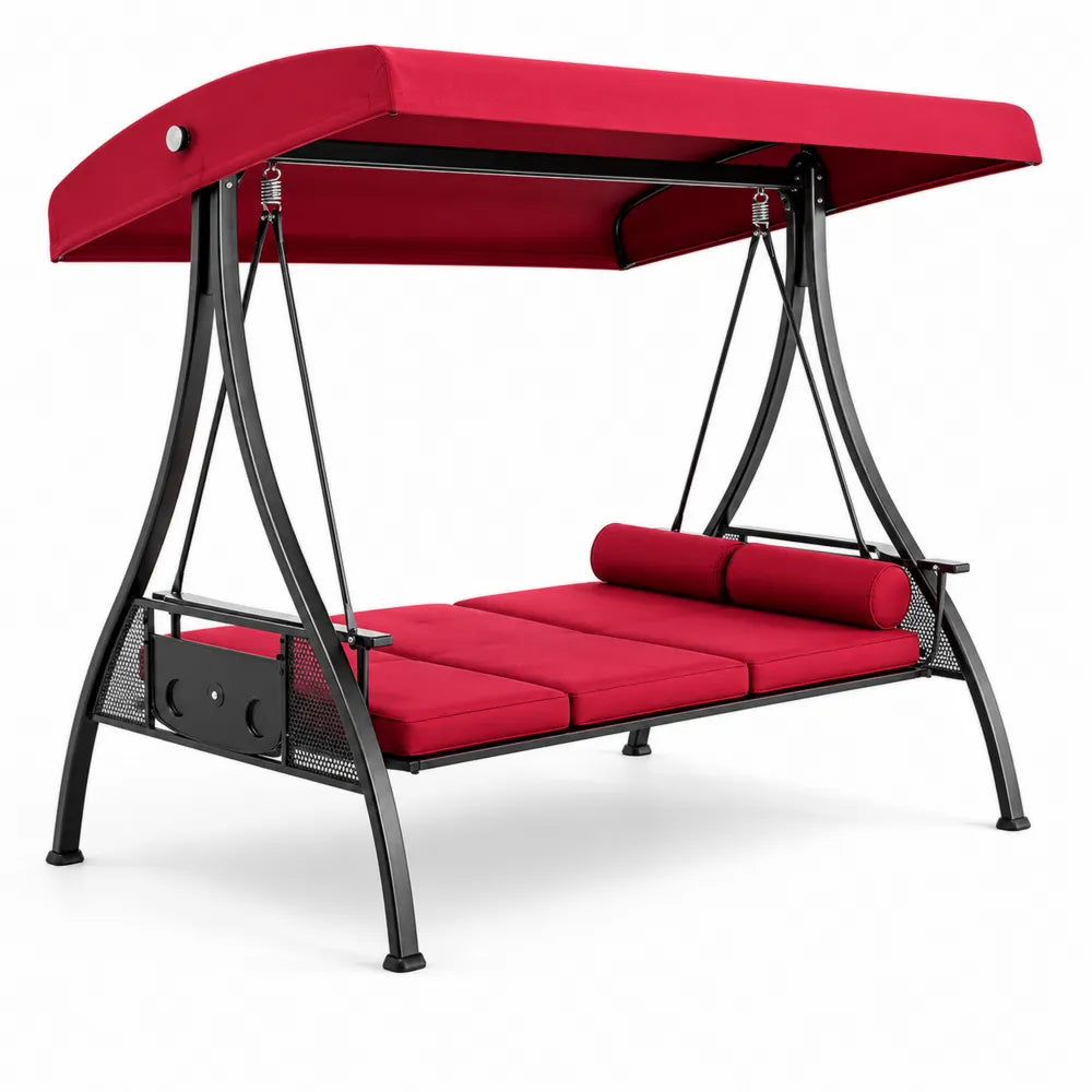 Balancelle de jardin en métal et tissu Rouge