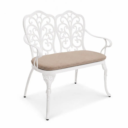 Banc en aluminium avec coussin en polyester beige