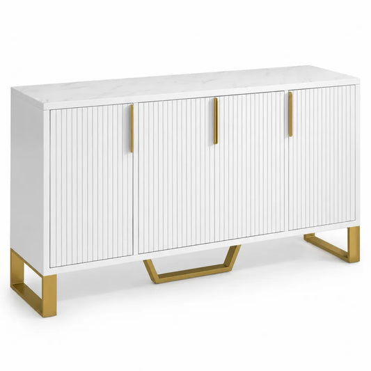 Buffet en bois blanc avec pieds en métal doré