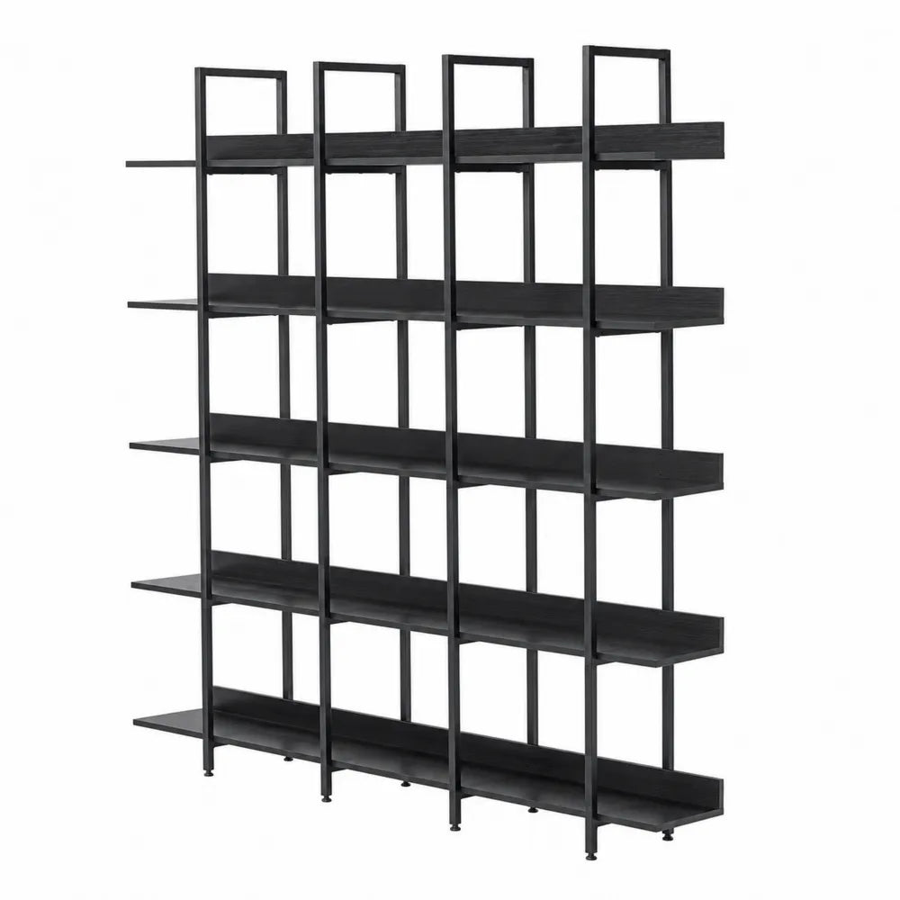 Étagère en métal noir 6 niveaux 200x180x30 cm