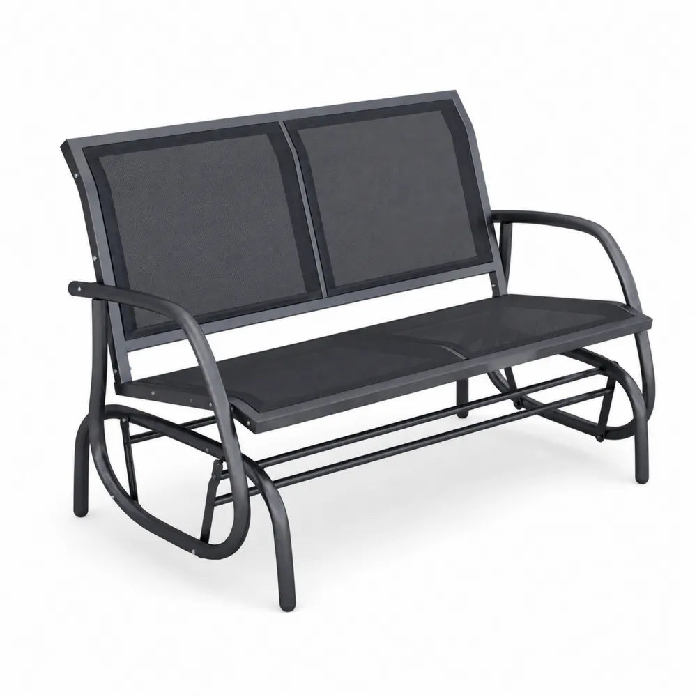 Banc de jardin en métal noir 2 places