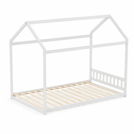 Lit pour enfant en bois en forme de maison 90x200 cm Blanc