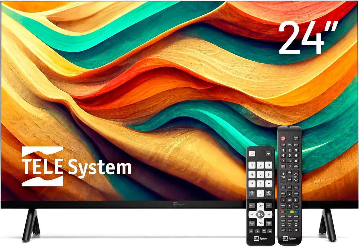 Smart TV, 24 pouces, téléviseur, TELE TS24LS15, USB, DVB-T2, 2 Télécommandes, CAM tivùsat, Lecteur USB, Mode Hôtel, Hôtels et B&B