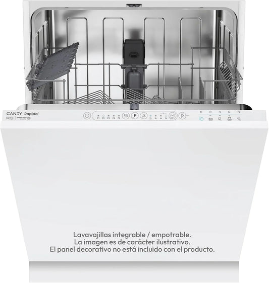 Candy 3E53E0W Lave-vaisselle, 60 cm, 5 programmes, encastrable, choix de temps: 3-6-9 heures, 13 services, 53 dBa, numérique, moteur inverseur