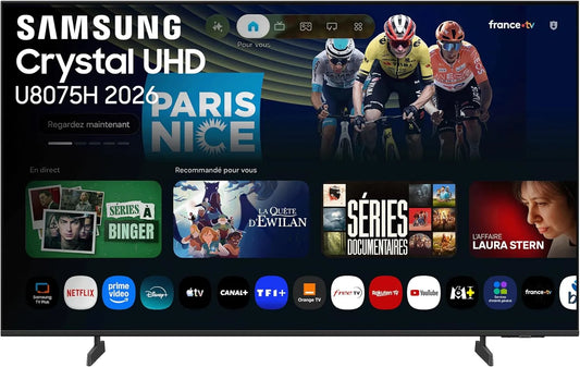 Samsung U8075H Smart TV, 43 pouces, téléviseur, 4K UHD, Vision AI Companion, 2026, Upscaling 4K, PurColor, Motion xcelerator, Dynamic Sound Pack