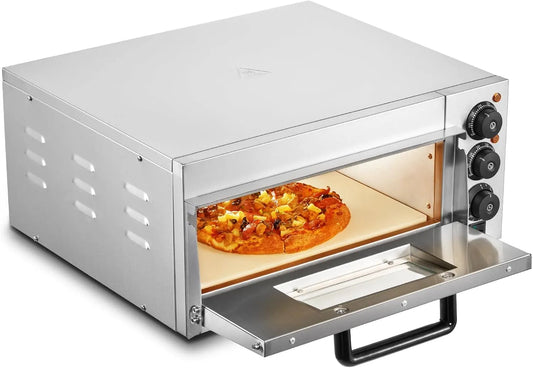 VEVOR Four électrique à pizza, professionnel, restaurant, acier inoxydable, Pierre et Poignée, VEVOR Four à Pizza Commercial Capacité 16 po, Machine à