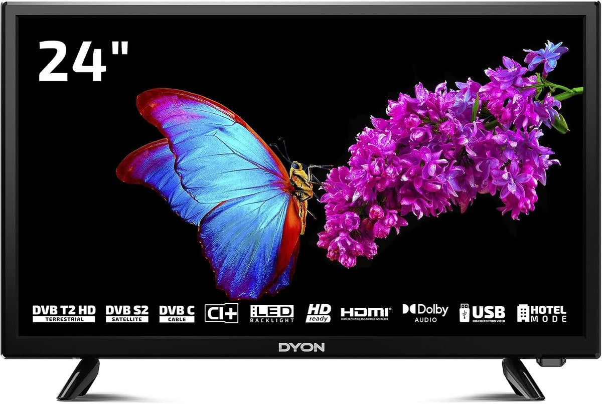 Smart TV, 24 pouces, téléviseur, triple tuner DVB-T2, S2, USB, noir, année modèle 2022, Mode hôtel