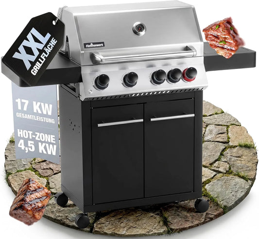 Plaque de cuisson, éclairage LED, professionnel, acier inoxydable, Puissance totale de 17 kW