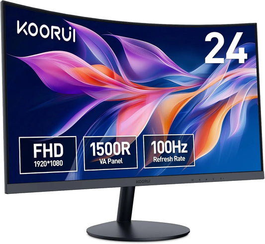 Moniteur 24N5CA 1500R, 23.6 pouces, 1920 × 1080, 5 ms, 100 Hz, Full HD, dalle VA, HDMI, écran PC, noir, Angle de Vision de 178°, VGA, 5ms, Réglage de