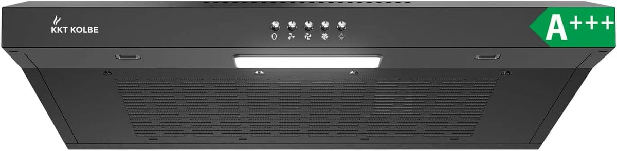 Hotte aspirante UBH200S, 60 cm, hotte de cuisine, éclairage LED, encastrable, 3 niveaux, noir, Évacuation et recirculation, commande par