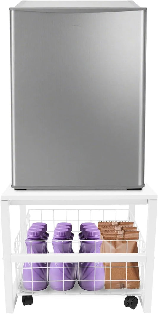 Réfrigérateur, capacité de charge de 50 kg, 8 roues avec freins, en acier, hauteur réglable, fer, pour cuisine, bureau, organisateur de rangement
