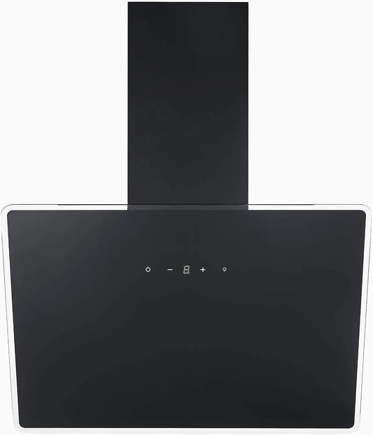 Respekta CH112060S Hotte aspirante, 60 cm, 59 dB, hotte de cuisine, inclinée, évacuation et recyclage, noir, 39-59 dB, écran en verre avec cadre