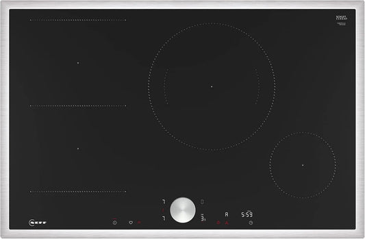 NEFF T58STS1L0 Plaque à induction, 80 cm, table de cuisson à induction, autonome, Home Connect, Smart Hood Automatic, vitrocéramique, Twist Pad