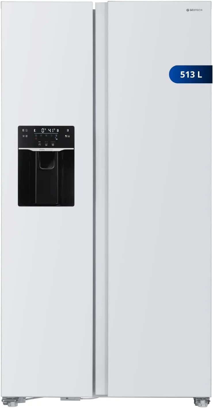 Réfrigérateur, 513 L, GEDTECH GSBSA513WH, GEDTECH Réfrigérateur Américain GSBSA513WH Side by Side 513L - Distributeur d'eau et machine à glaçons