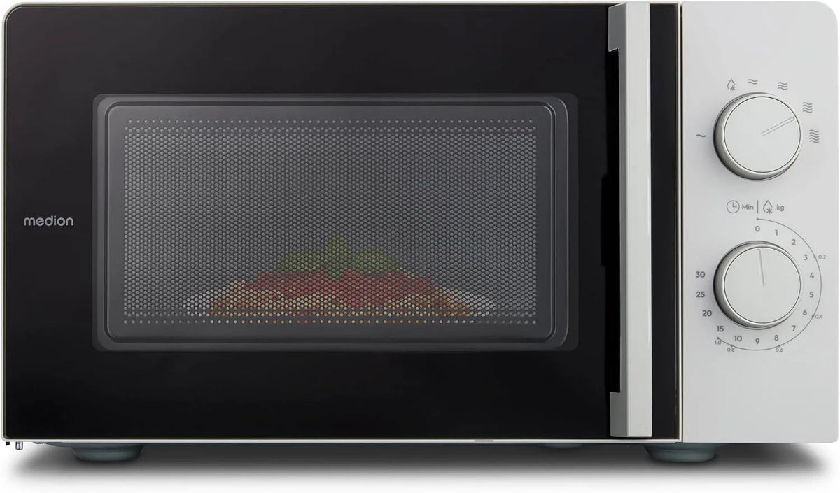 Micro-ondes MD12211, 20 L, minuteur, décongélation, four micro-ondes, gris, 700 watts, 5 niveaux de puissance, MODÈLE 2025, 20 litres, gain de place