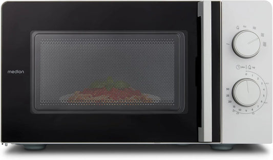 Micro-ondes MD12211, 20 L, minuteur, décongélation, four micro-ondes, gris, 700 watts, 5 niveaux de puissance, MODÈLE 2025, 20 litres, gain de place