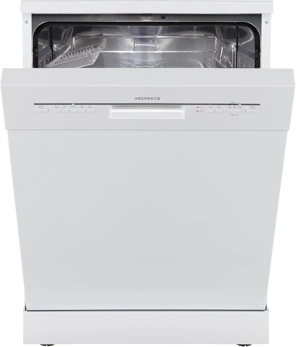 Respekta GSPS60W-12 Lave-vaisselle, 60 cm, 5 programmes, 49 dB, classe énergétique D, pose libre, blanc, départ différé, ouverture automatique