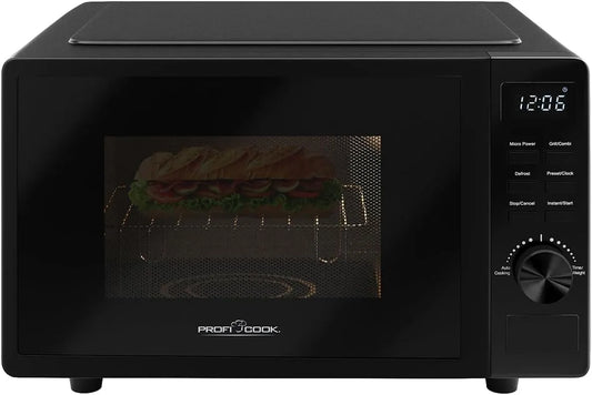 Micro-ondes, 23 x 20cm, 20 L, 1150 W, minuteur, gril, décongélation, noir, PC MWG 1278, 20 litres, 1150W