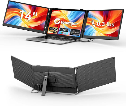 Moniteur 1080P, 14 pouces, portable, Full HD, dalle IPS, HDMI, USB, IPS FHD, 17, 3', moniteur ultra-fin à câbles cachés, support large à inclinaison