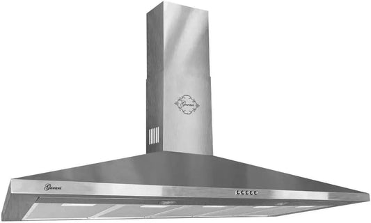 Hotte aspirante, 120 cm, 1000 m3/h, hotte de cuisine, évacuation et recyclage, éclairage LED, 3 vitesses, extérieur, installation murale