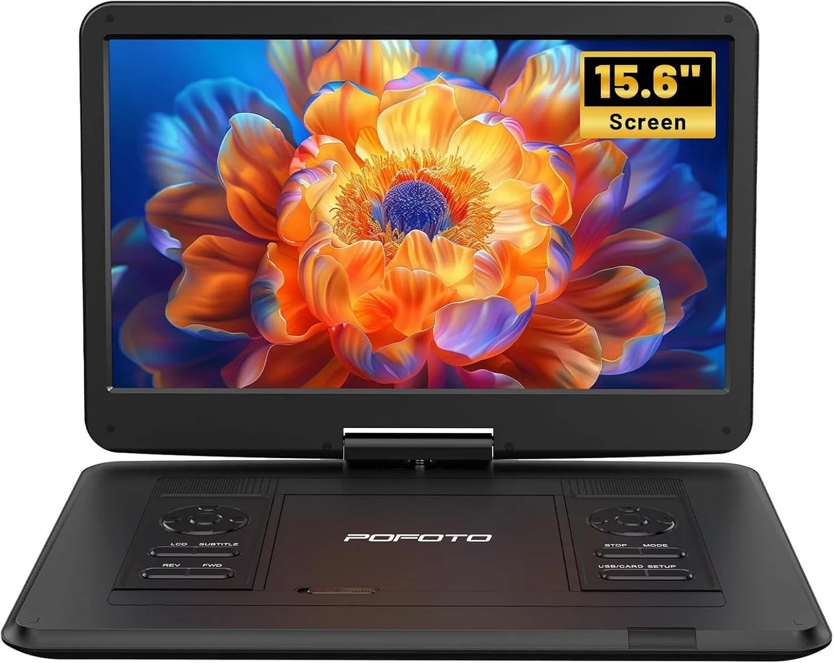 Smart TV, 15, 6 pouces, téléviseur, USB, portable, 6h Autonomie, Mémoire de Lecture, Compatible Multiformat Disques, sans Région, Sortie TV