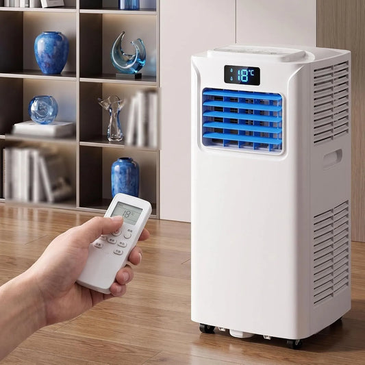 Climatiseur 24h, minuteur, 7000 BTU, 2 Vitesses, Climatiseur Mobile 14000 BTU Basse Consommation, Écran Digital, Ventilateur pour Grande Pièce