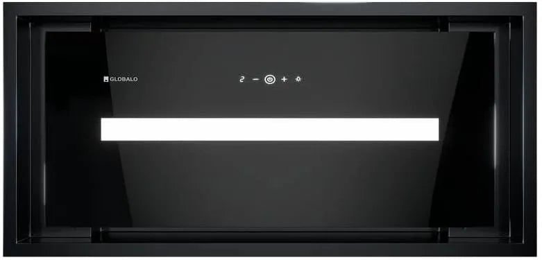 Hotte aspirante, 60 cm, classe énergétique E, hotte de cuisine, encastrable, noir, 1 Black, ventilateur plat, avec éclairage, verre trempé