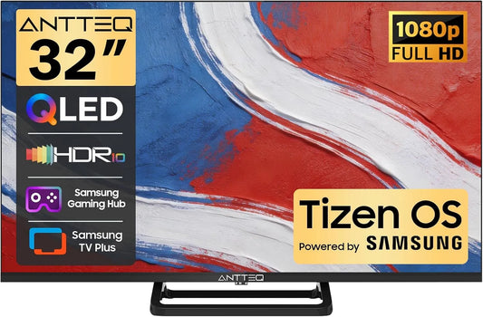 Smart TV, 32 pouces, téléviseur, Antteq, QLED, HDR, Tizen OS, décoration de salon, Full HD, MEMC HDR10, idéal pour le salon