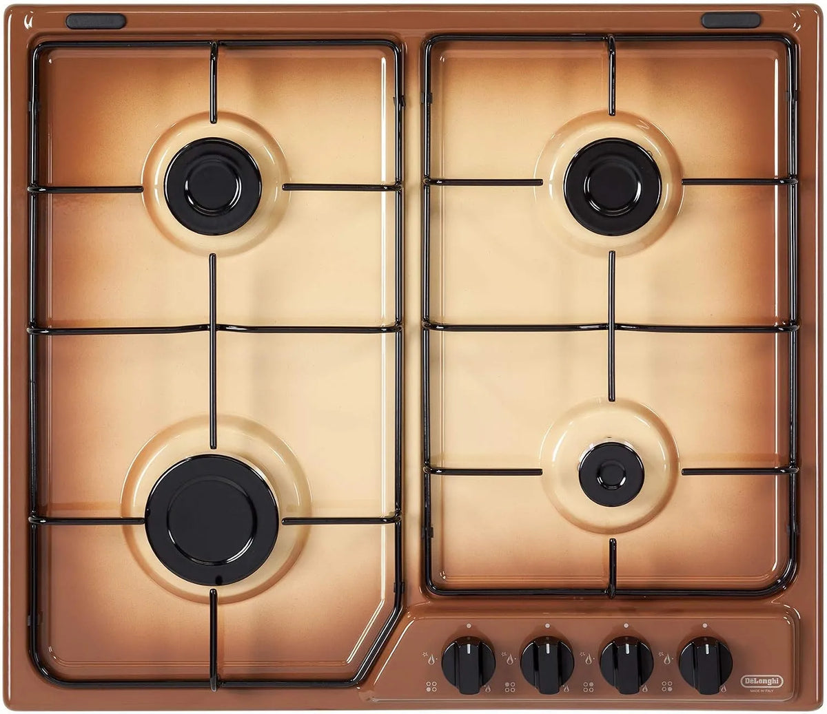 Delonghi Plaque de cuisson à gaz, 58 cm, table de cuisson à gaz, YTF 46 ASV, Rotatif, Dessus de table, Émaillé, Devant